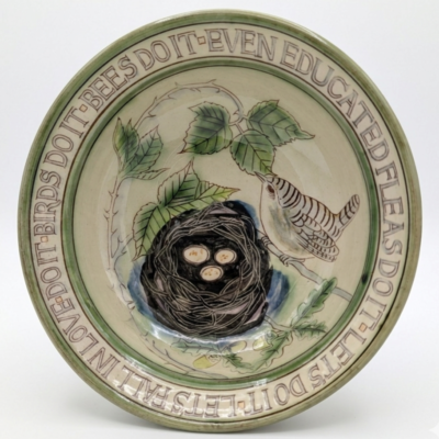 Ceramic bird bowl by ceramicist Margaret Brampton. Cumbria art gallery